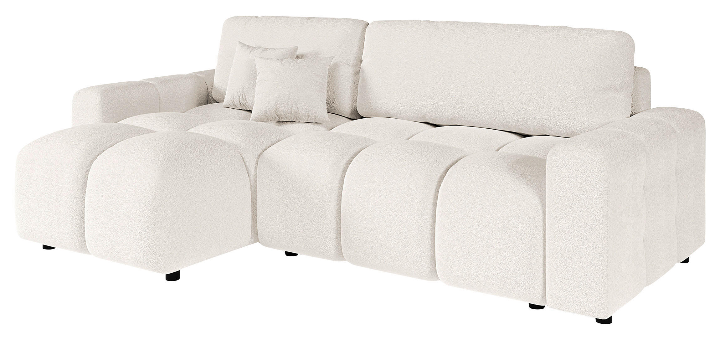 ECKSOFA Luki Weiß Bouclé  - Schwarz/Weiß, Design, Kunststoff/Textil (233/142cm) - P & B