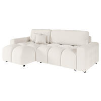 ECKSOFA Luki Weiß Bouclé  - Schwarz/Weiß, Design, Kunststoff/Textil (233/142cm) - P & B