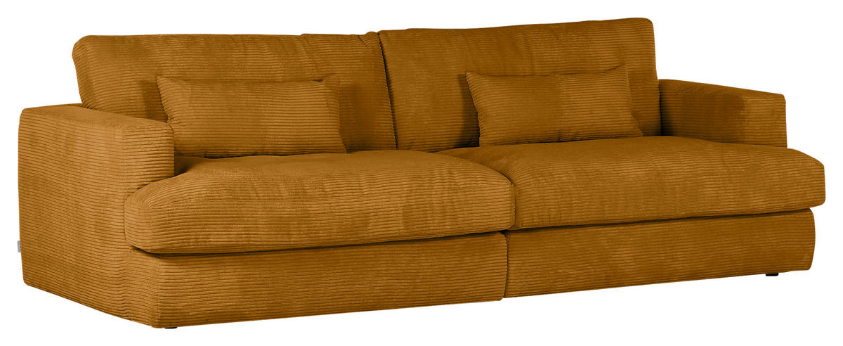 BIGSOFA in Cord Bernsteinfarben  - Bernsteinfarben/Schwarz, ROMANTIK / LANDHAUS, Kunststoff/Textil (270/67/120cm) - Landscape