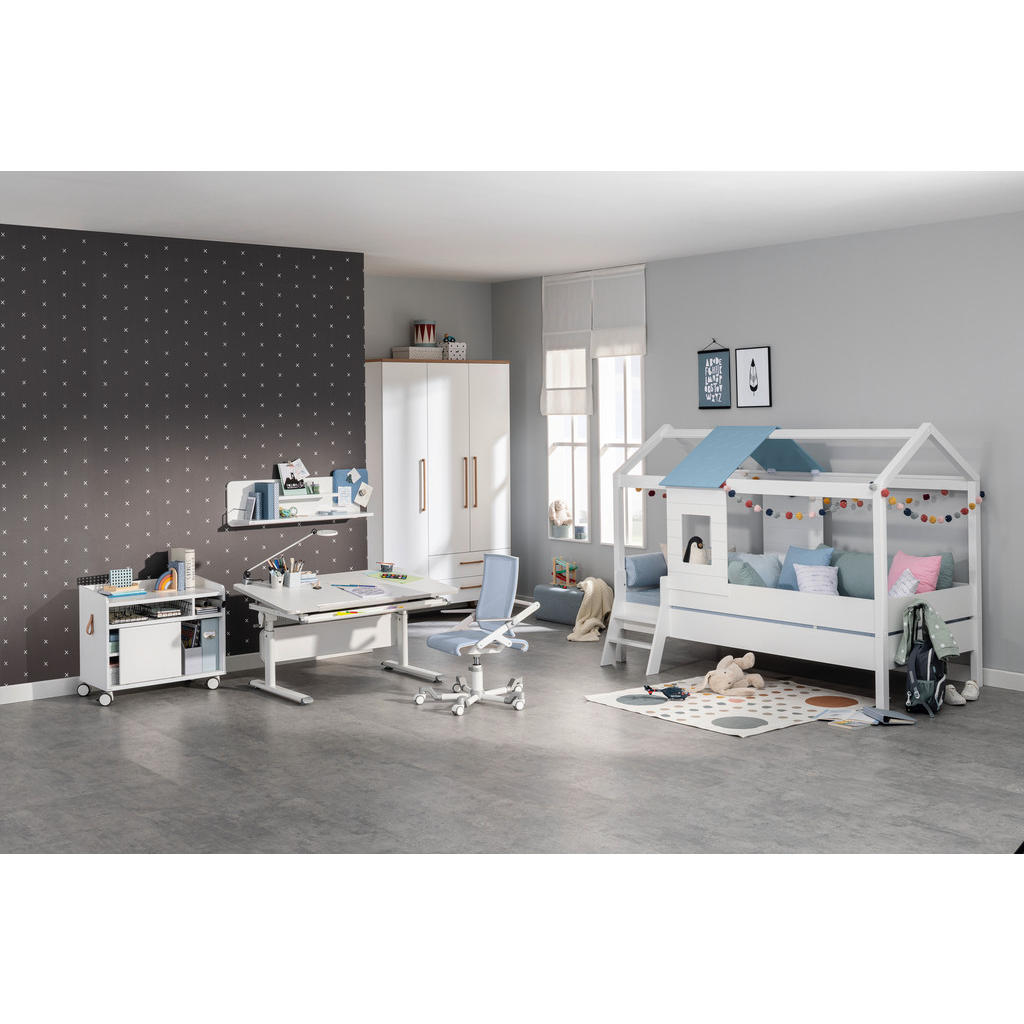 Thumbnail - Paidi Babykleiderschrank Oscar, Weiß, Eiche, Holzwerkstoff, Eiche, massiv, 6 Fächer, 2 Schubladen, 123.5x206x55.9 cm, Bl...