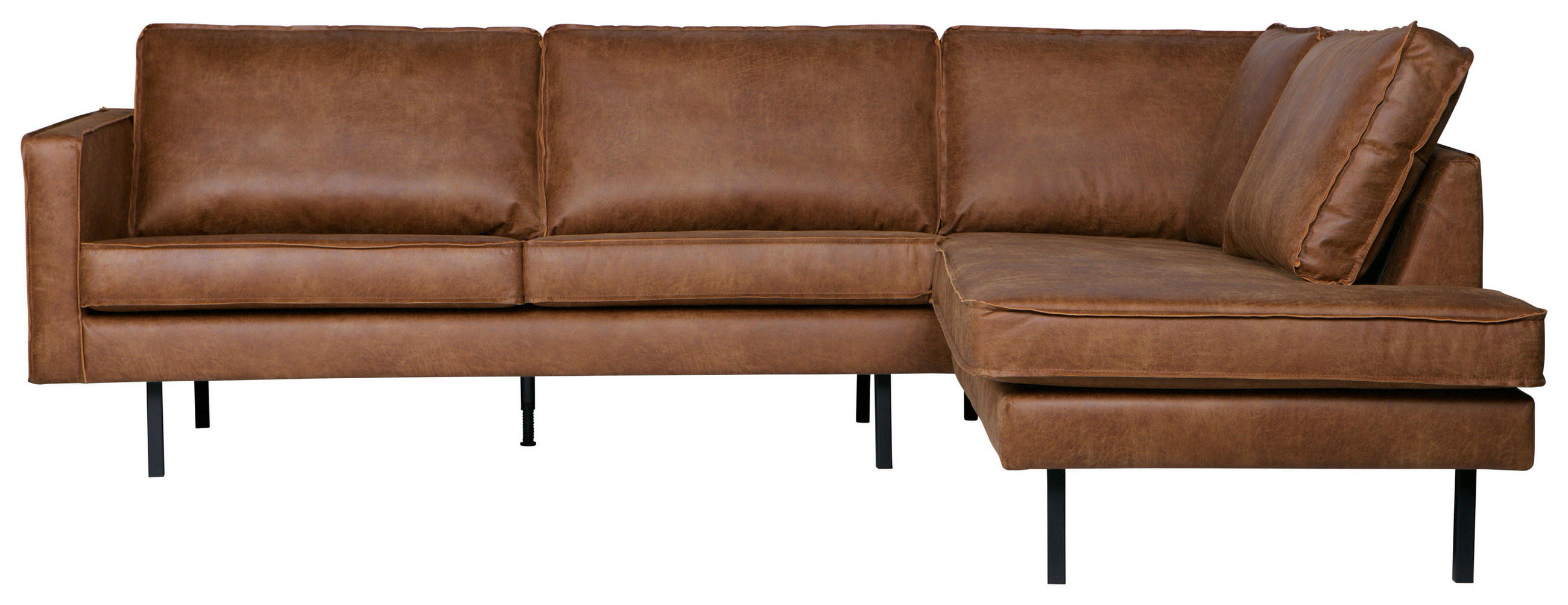 ECKSOFA 266/213 cm Rodeo in Echtleder Cognac  266/213 cm  - Cognac/Schwarz, Design, Leder/Textil (266/213cm) - Livetastic