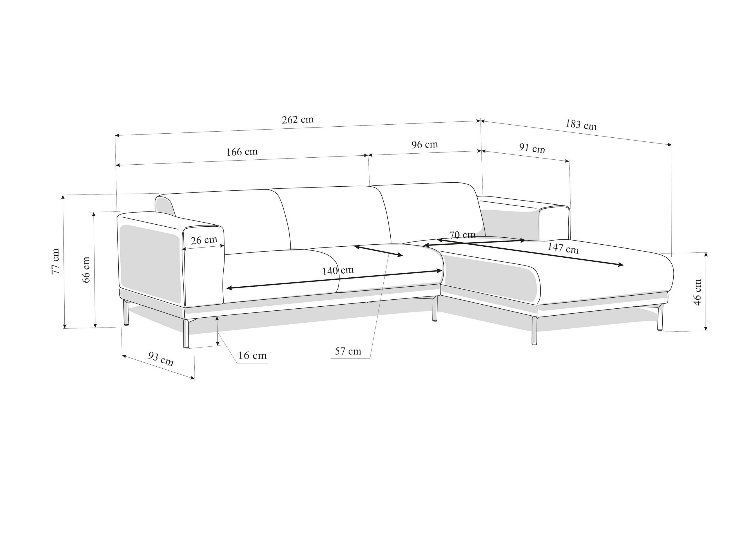 Thumbnail - Mid.you Ecksofa Erno, Grün, Textil, 3-Sitzer, Ottomane rechts, L-Form, 262x183 cm, Made in EU, Wohnzimmer, Sofas & Couch...