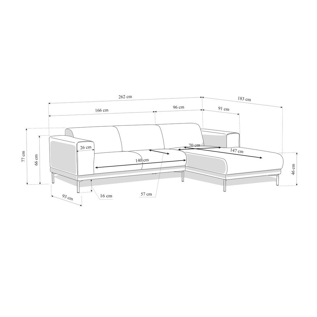 Thumbnail - Mid.you Ecksofa Erno, Taupe, Textil, 3-Sitzer, Ottomane rechts, L-Form, 262x183 cm, Made in EU, Wohnzimmer, Sofas & Couc...