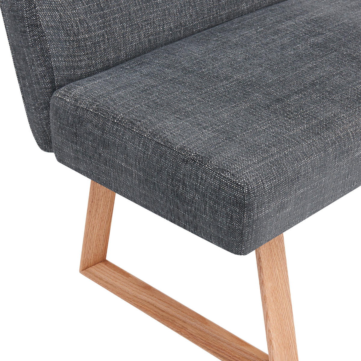 SITZBANK 140/82/61 cm Leinenoptik Eichefarben, Dunkelgrau Eiche massiv  - Eichefarben/Dunkelgrau, MODERN, Holz/Textil (140/82/61cm) - Livetastic