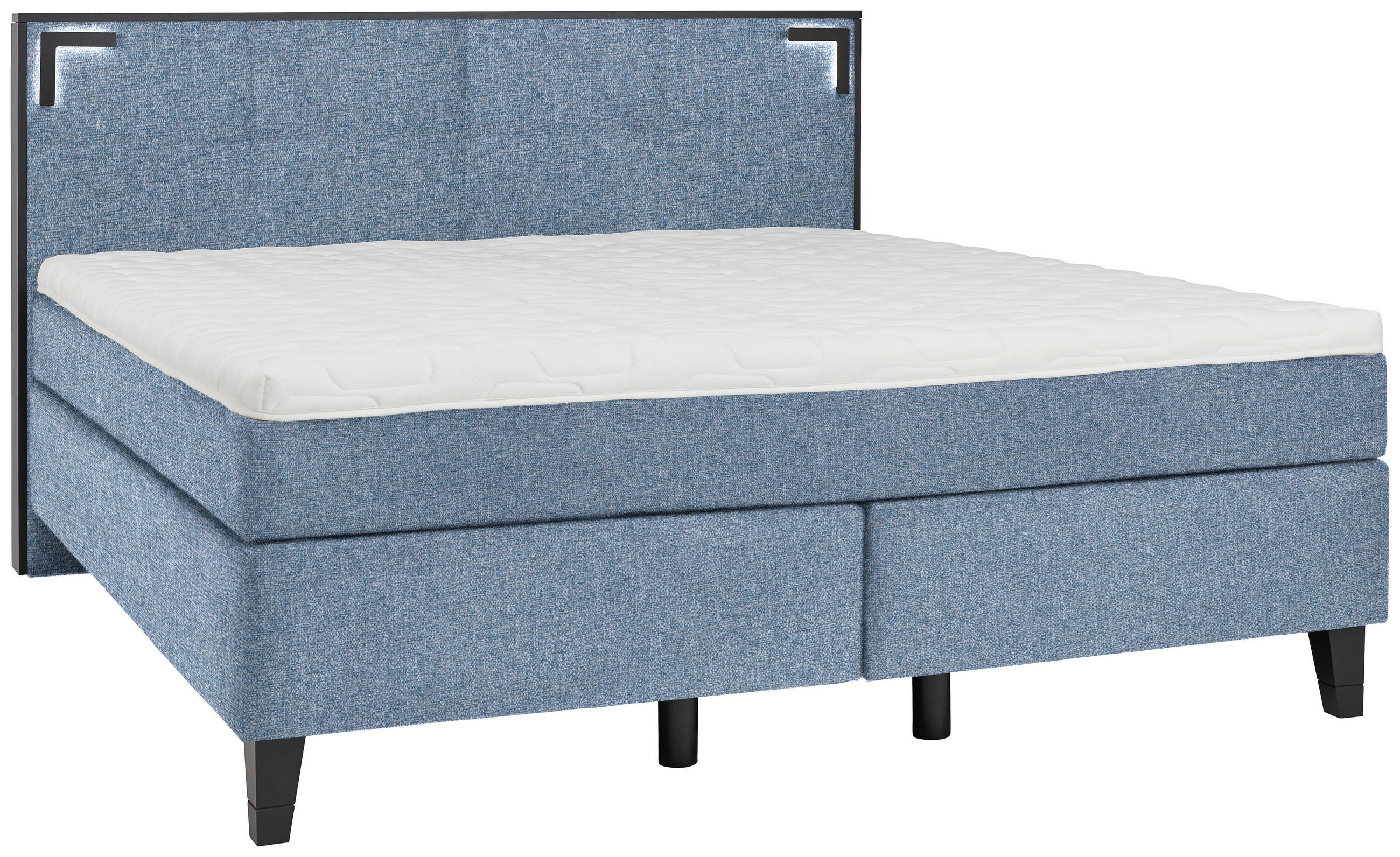 BOXSPRINGBETT 180/200 cm  in Blau  - Blau/Schwarz, Design, Holz/Textil (180/200cm) - Hom`in
