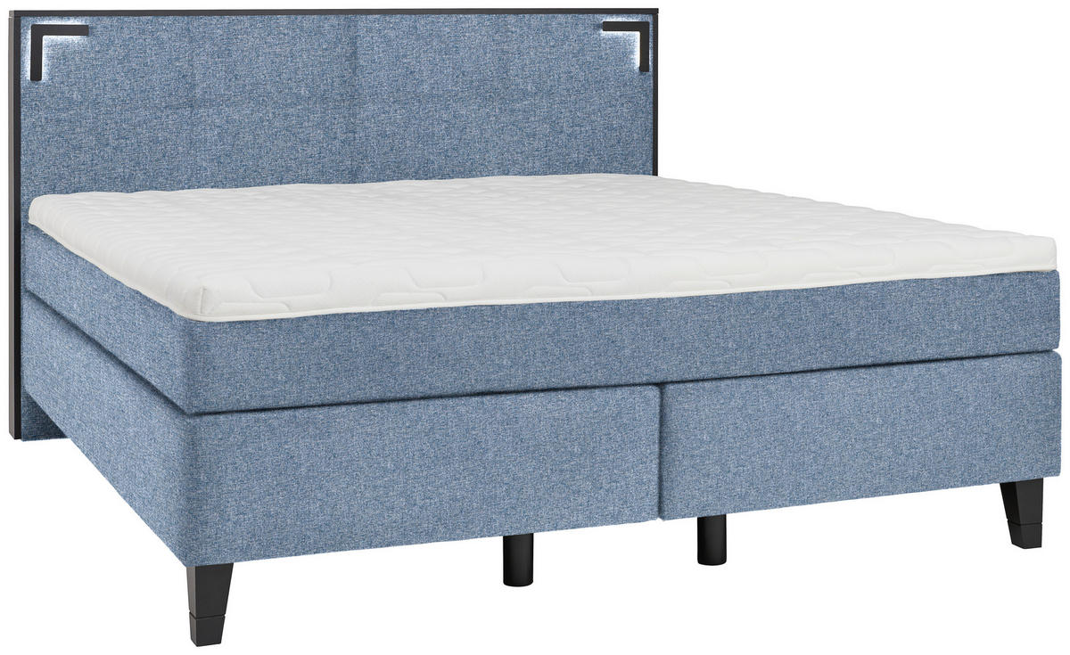 BOXSPRINGBETT 160/200 cm  in Blau  - Blau/Schwarz, Design, Holz/Textil (160/200cm) - Hom`in