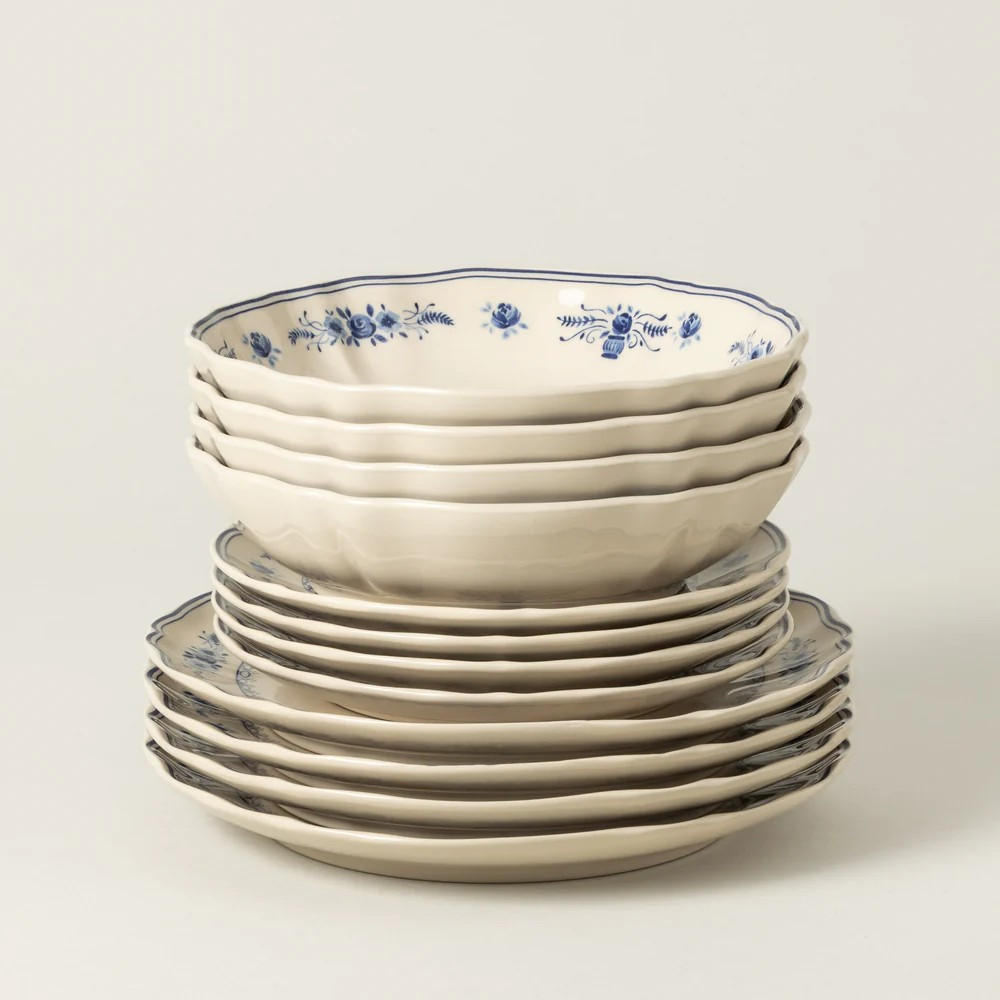 KOMBISERVICE Blau, Beige VILA 12-teilig 4 Personen  - Blau/Beige, Basics, Keramik - Costa Nova