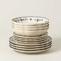 KOMBISERVICE Blau, Beige VILA 12-teilig 4 Personen  - Blau/Beige, Basics, Keramik - Costa Nova