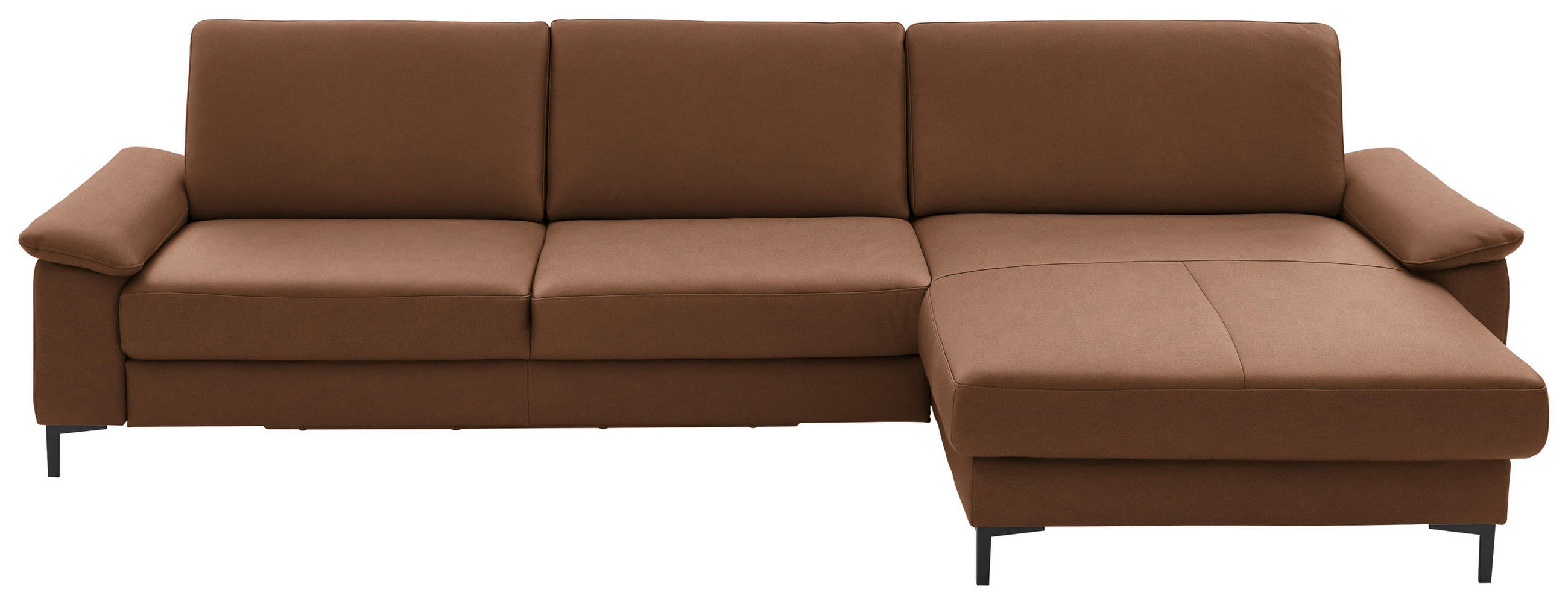 ECKSOFA in Echtleder Braun  - Schwarz/Braun, Design, Leder/Metall (334/176cm) - Dieter Knoll