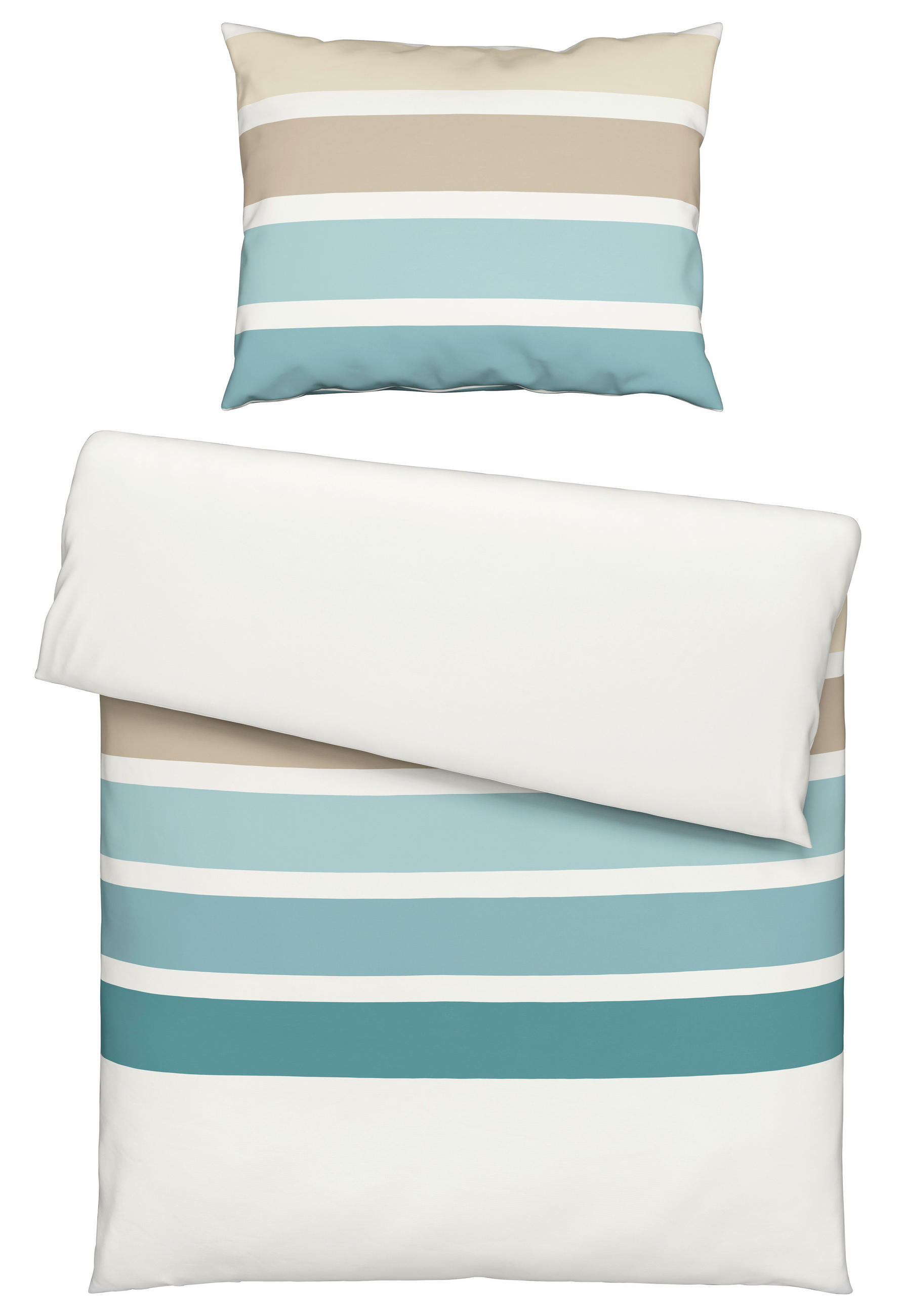 POSTELJNINA TANJA 140/200 cm saten turkizna, bela, bež, mocha rjava  - turkizna/bela, Konvencionalno, tekstil (140/200cm) - Esposa