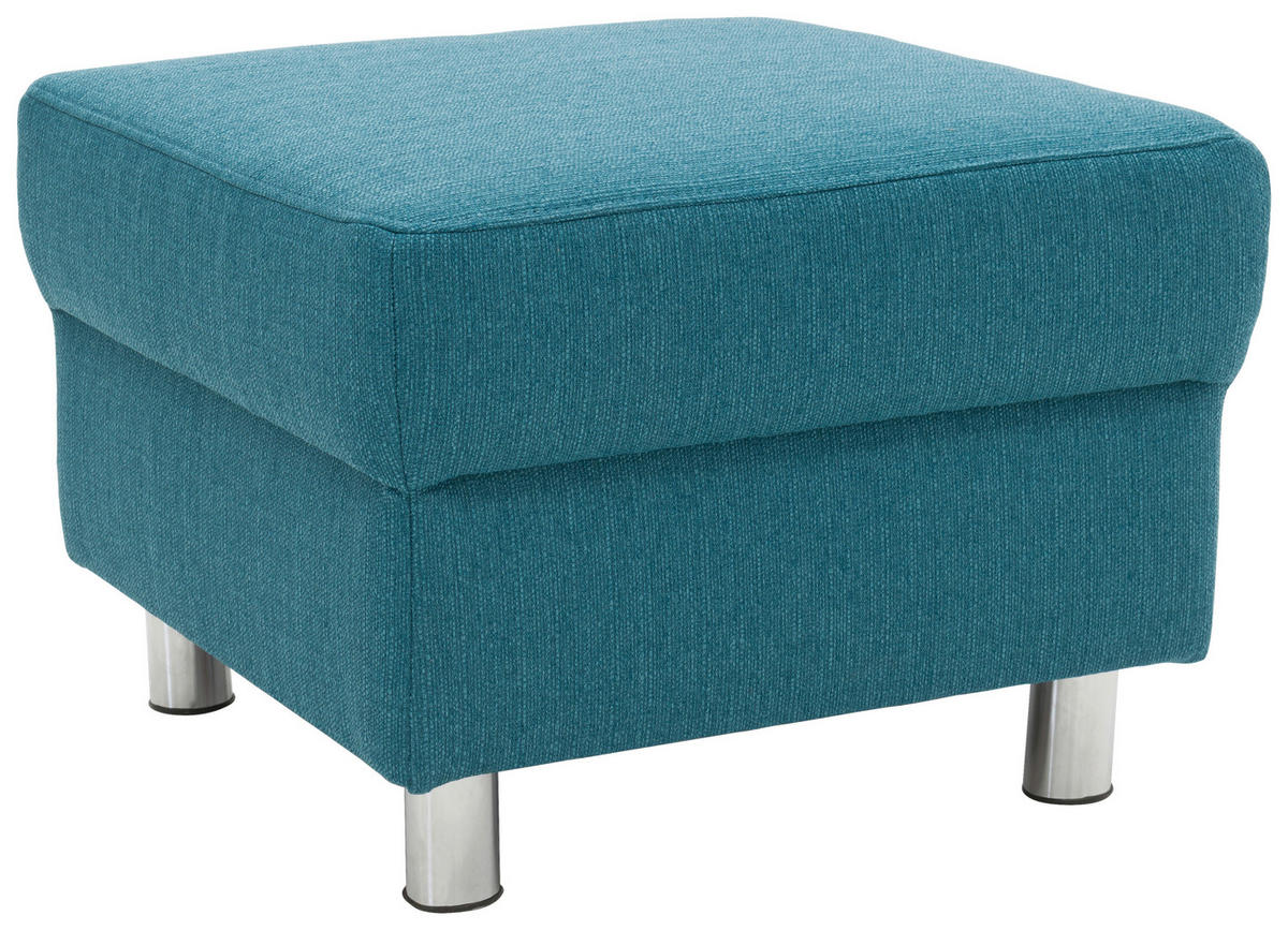 HOCKER Webstoff Petrol  - Chromfarben/Petrol, KONVENTIONELL, Textil/Metall (54/40/54cm) - MID.YOU