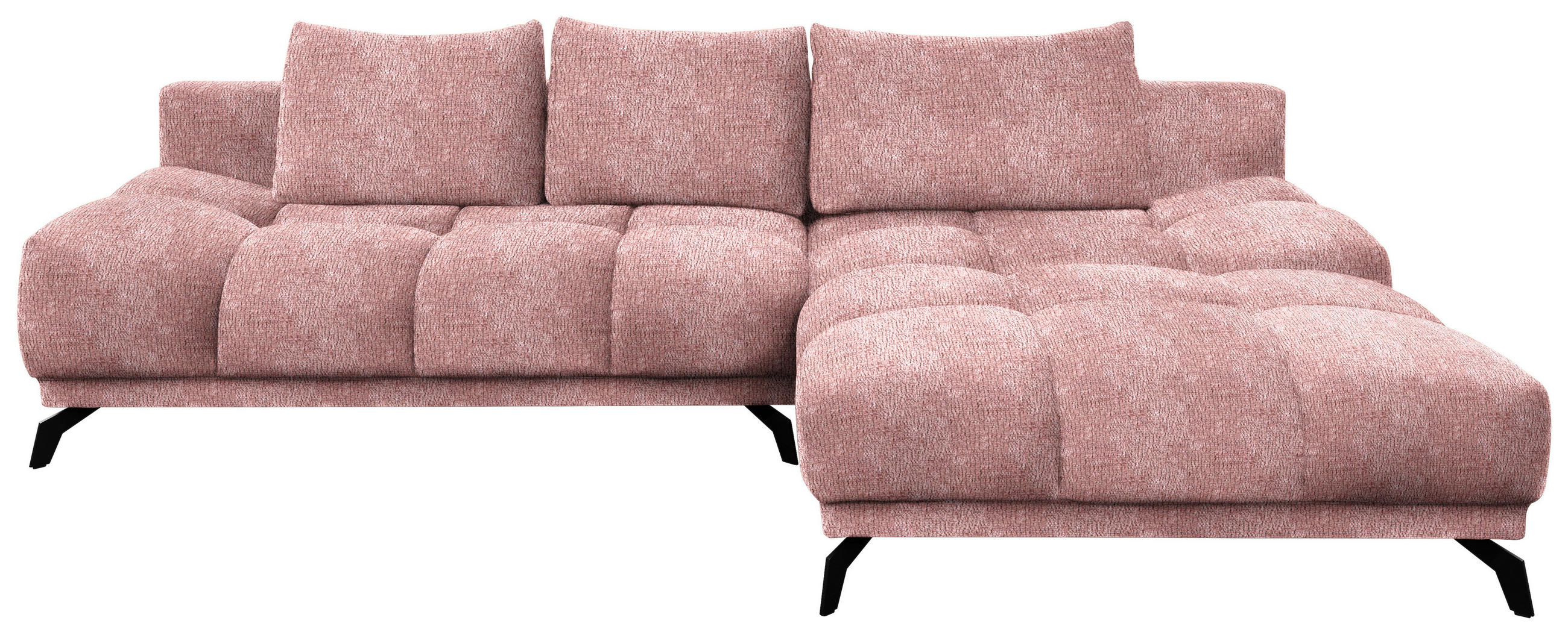 ECKSOFA in Chenille Altrosa  - Schwarz/Altrosa, Modern, Textil/Metall (290/182cm) - Hom`in