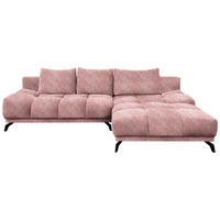 ECKSOFA in Chenille Altrosa  - Schwarz/Altrosa, Modern, Textil/Metall (290/182cm) - Hom`in
