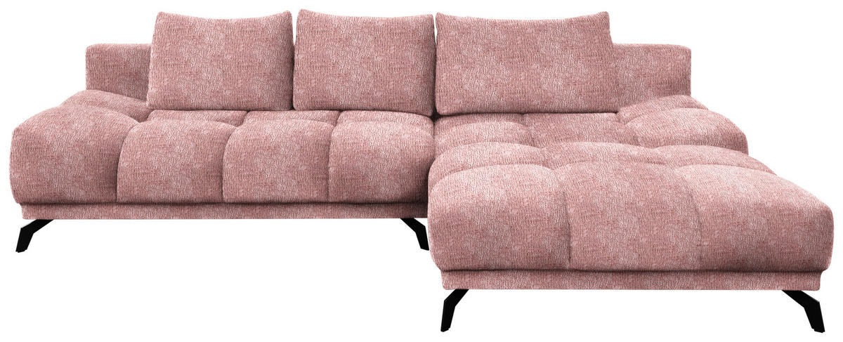 ECKSOFA in Chenille Altrosa  - Schwarz/Altrosa, Modern, Textil/Metall (290/182cm) - Hom`in