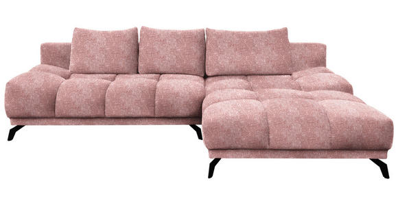 ECKSOFA in Chenille Altrosa  - Schwarz/Altrosa, MODERN, Textil/Metall (290/182cm) - Hom`in