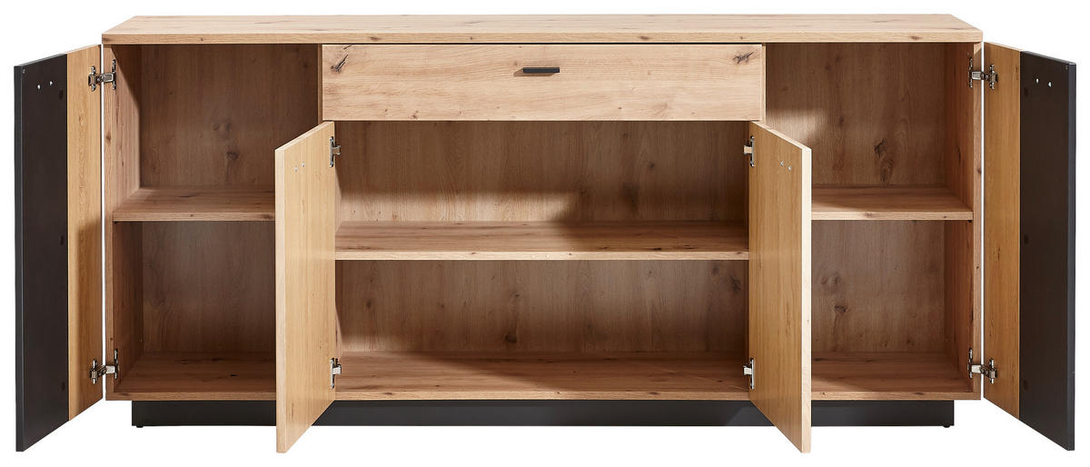 SIDEBOARD 180/82/44 cm  in Anthrazit, Eichefarben  - Eichefarben/Anthrazit, Design, Holzwerkstoff/Metall (180/82/44cm) - Carryhome