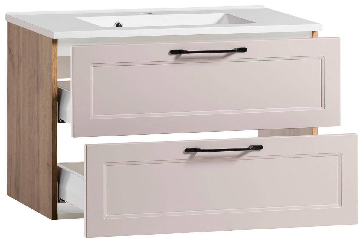 WASCHTISCHKOMBI 80 cm  - Kaschmir/Eiche Wotan, ROMANTIK / LANDHAUS, Holzwerkstoff/Stein (80cm) - Xora