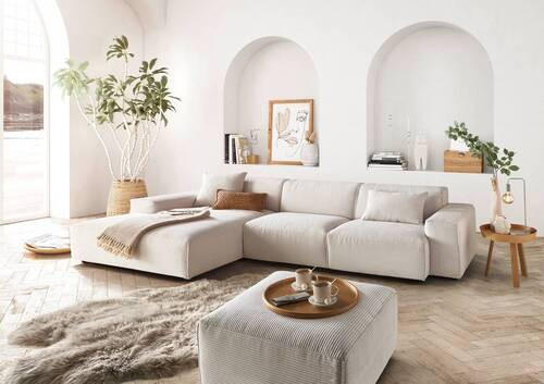 ROHOVÁ SEDACIA SÚPRAVA, textil, biela - čierna/biela, Design, textil/plast (189/300cm) - Livetastic