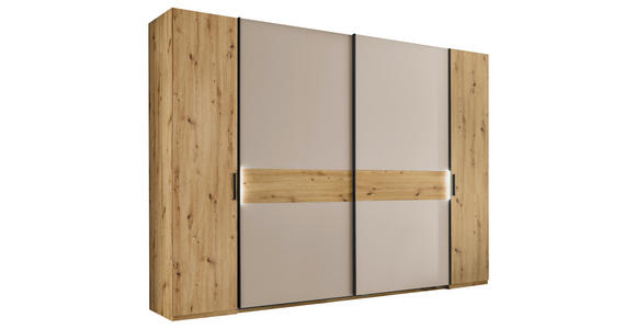 KOMBISCHRANK 312/225/61 cm 4-türig Kaschmir, Eiche Artisan  - Kaschmir/Schwarz, Design, Holzwerkstoff/Metall (312/225/61cm) - Xora