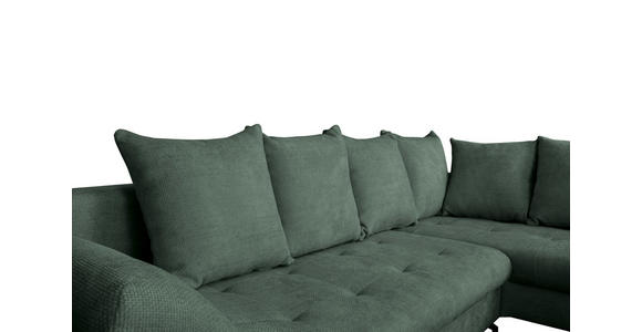 ECKSOFA Dunkelgrün Struktur - Dunkelgrün/Schwarz, KONVENTIONELL, Textil/Metall (274/194cm) - Carryhome