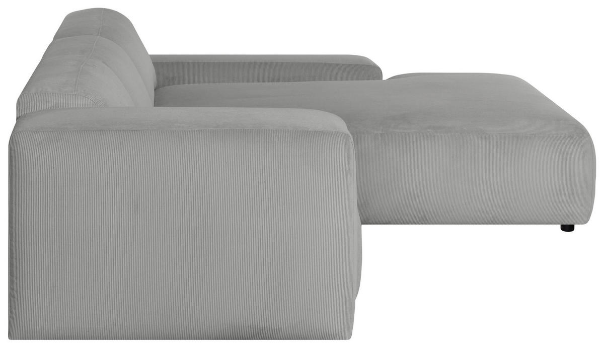 ECKSOFA in Cord Hellgrau  - Hellgrau/Schwarz, Design, Kunststoff/Textil (304/200cm) - MID.YOU