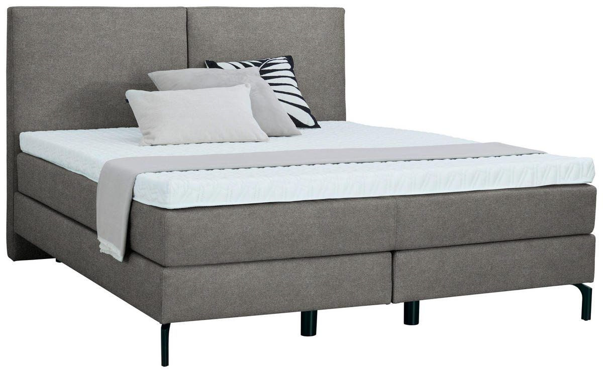 BOXSPRINGBETT 160/200 cm  in Taupe  - Taupe/Schwarz, Konventionell, Textil/Metall (160/200cm) - Dieter Knoll