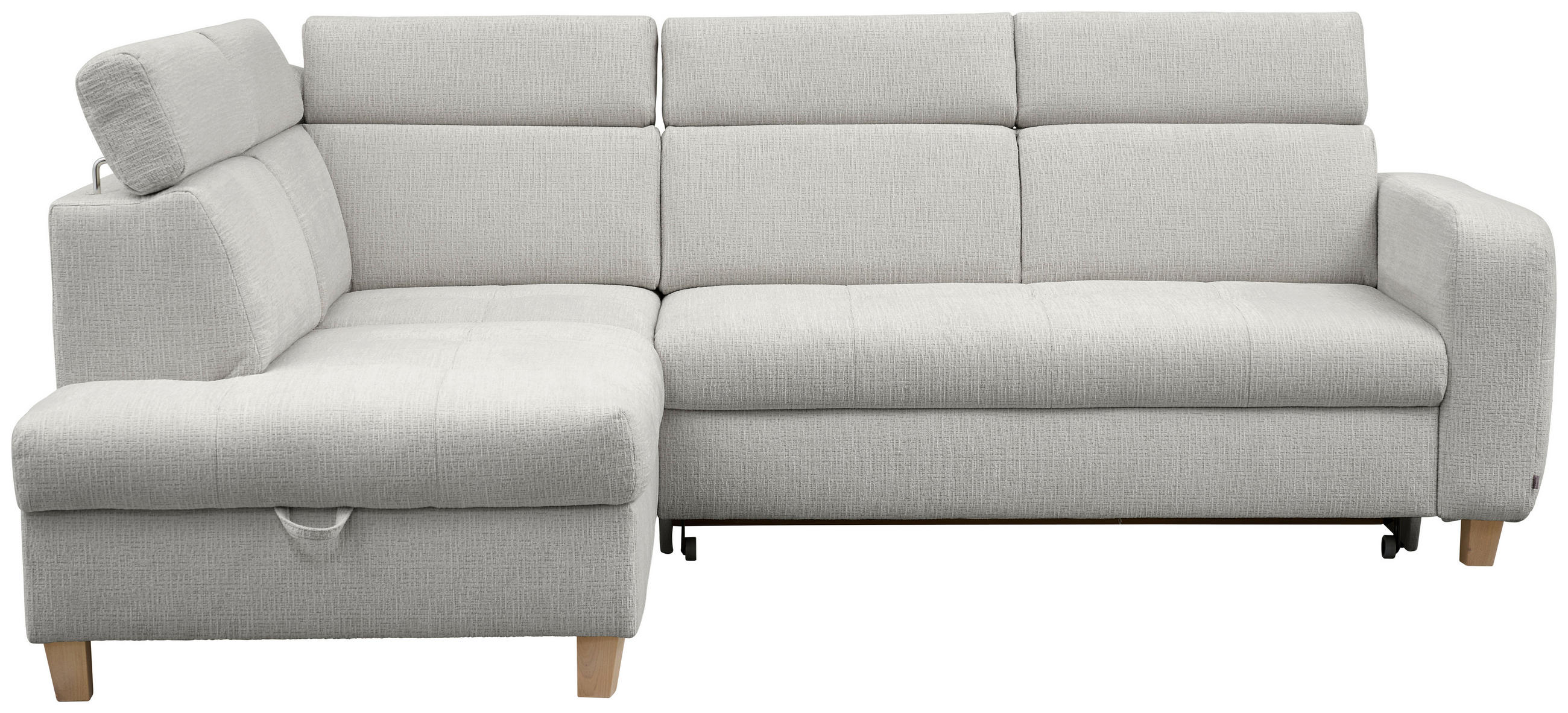 ECKSOFA inkl. Funktionen Grau Samt  - Grau, Design, Holz/Textil (206/261cm) - Venda