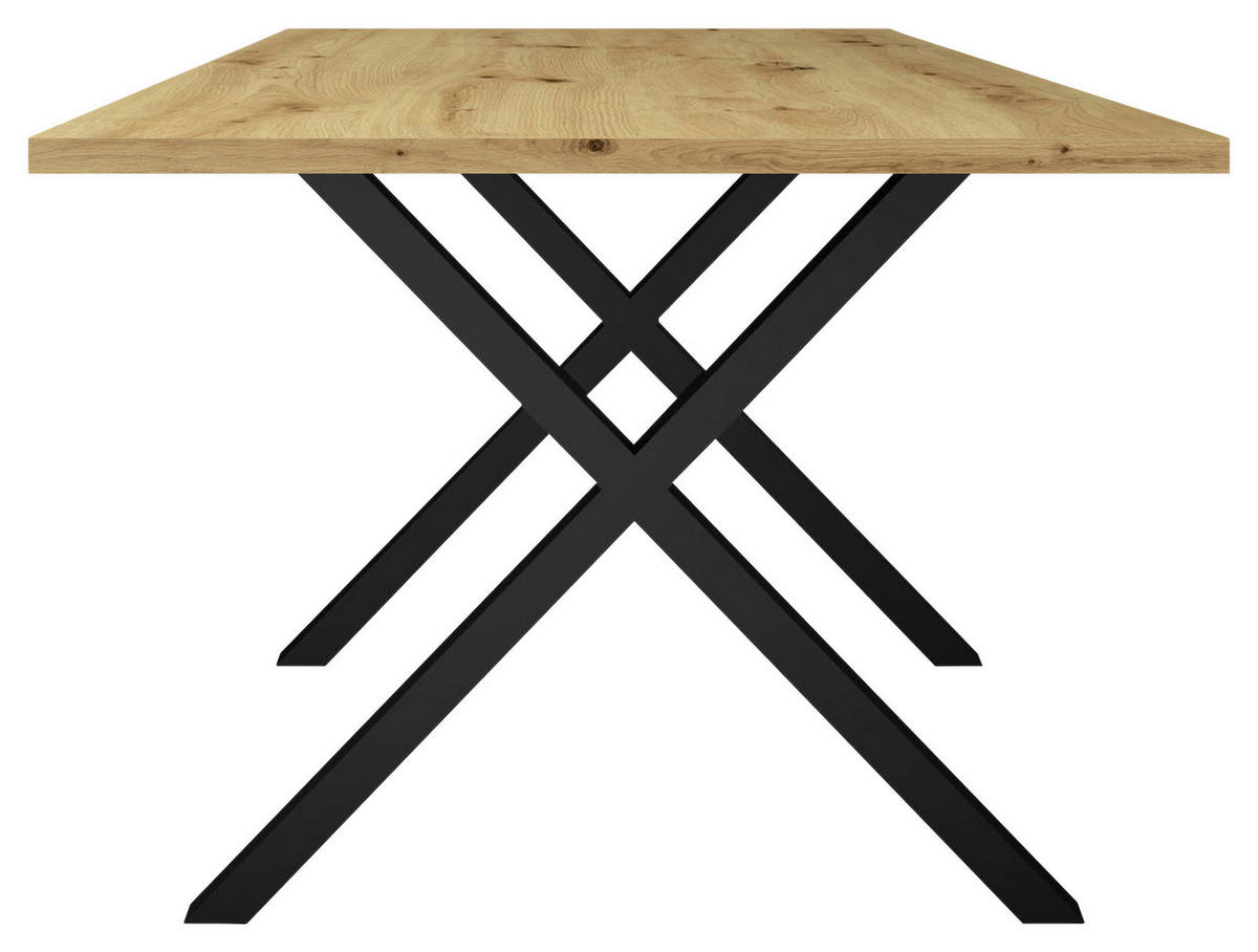 ESSTISCH in Metall, Holzwerkstoff 160/90/78 cm   - Eichefarben/Schwarz, MODERN, Holzwerkstoff/Metall (160/90/78cm) - Livetastic