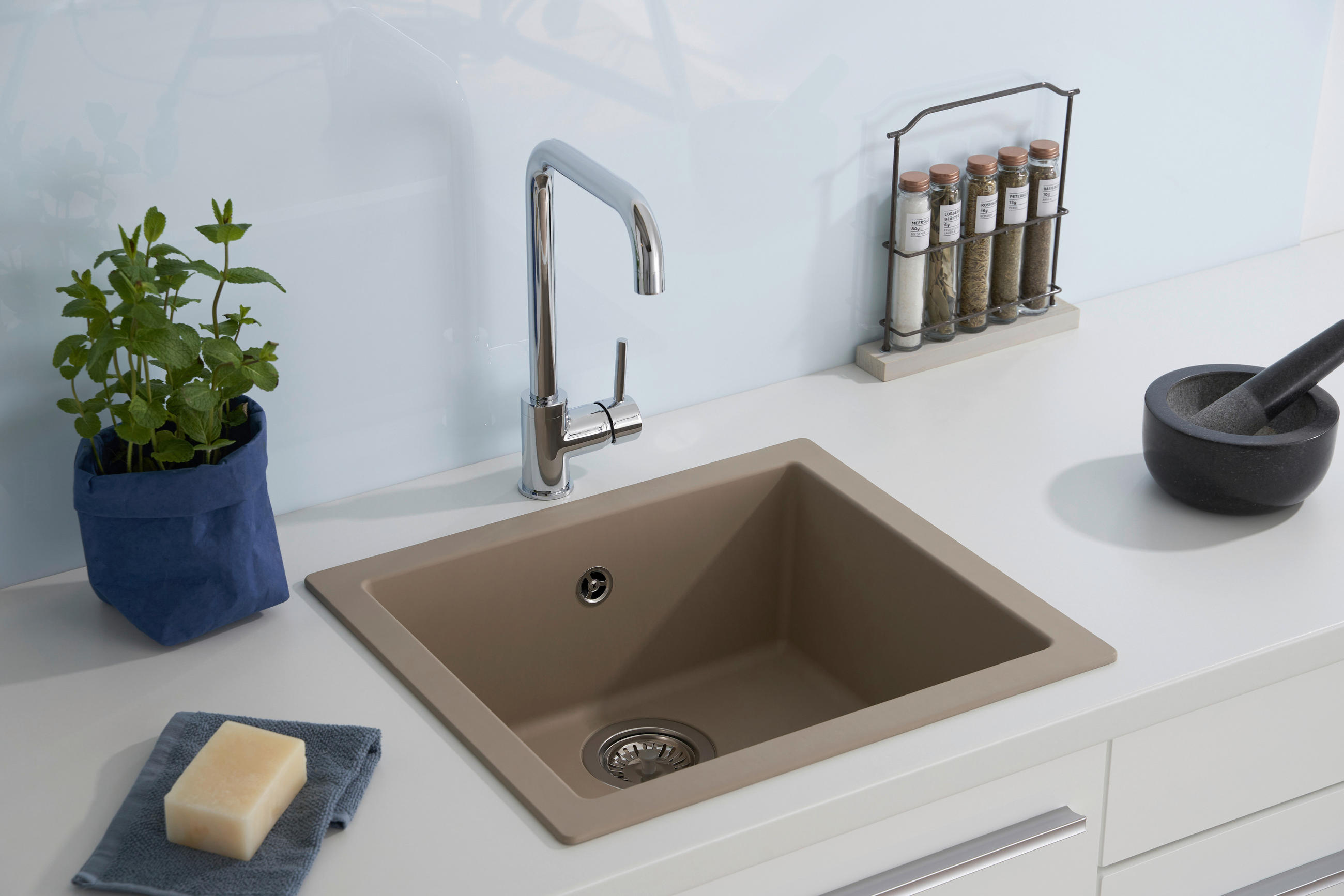 SPÜLE 1712OHIO50X44B  - Beige, Trend, Glas/Kunststoff (50/19/44cm) - Respekta