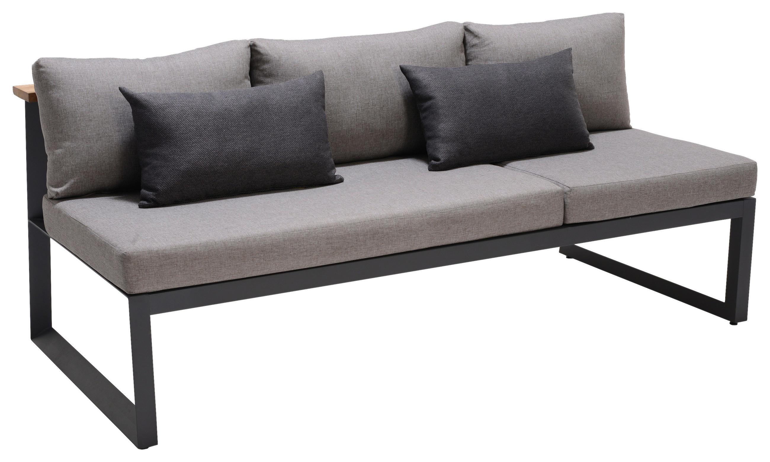 GARTENBANK 201/85/89 cm  in Anthrazit, Dunkelgrau, Beige, Teakfarben  - Dunkelgrau/Anthrazit, Design, Holz/Textil (201/85/89cm) - Amatio