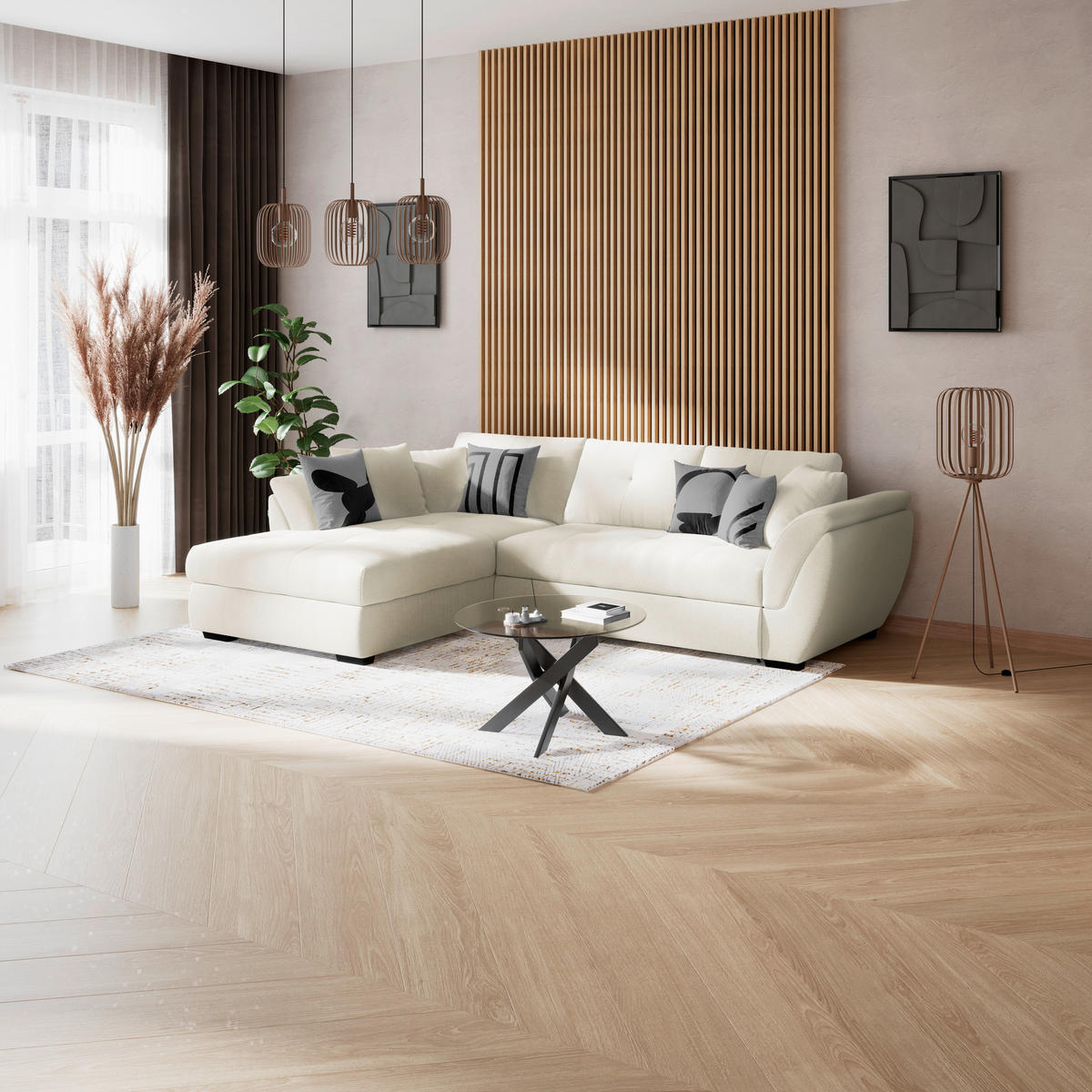 ECKSOFA Grau  - Schwarz/Grau, Konventionell, Kunststoff/Textil (187/278cm) - MID.YOU