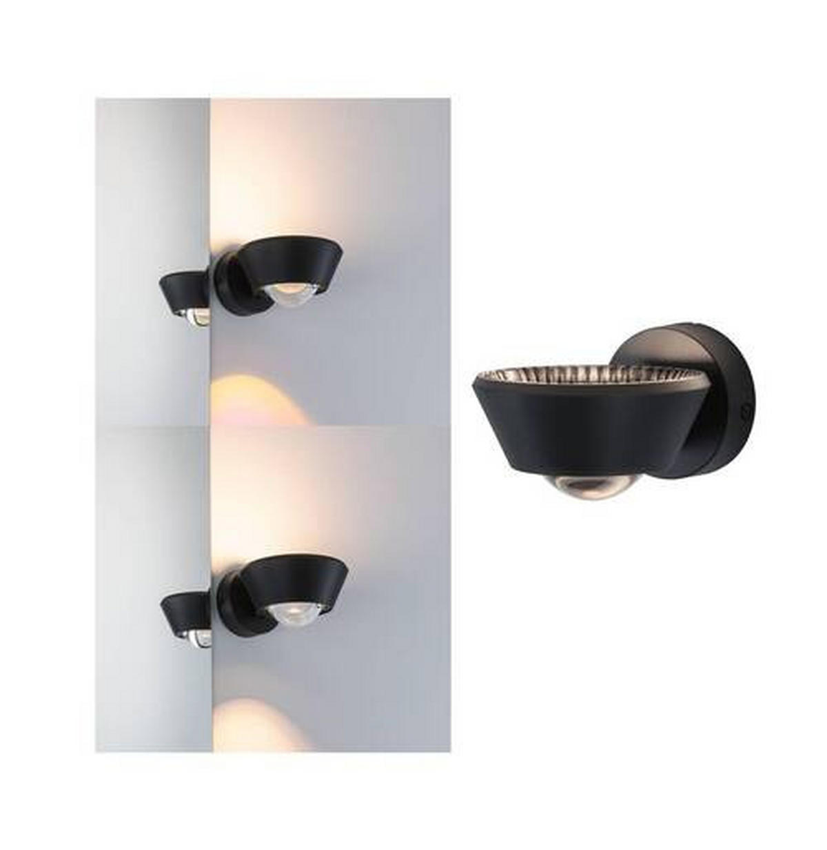 BADEZIMMER-WANDLEUCHTE 11,7/8 cm   - Schwarz, Basics, Kunststoff (11,7/8cm) - Paulmann