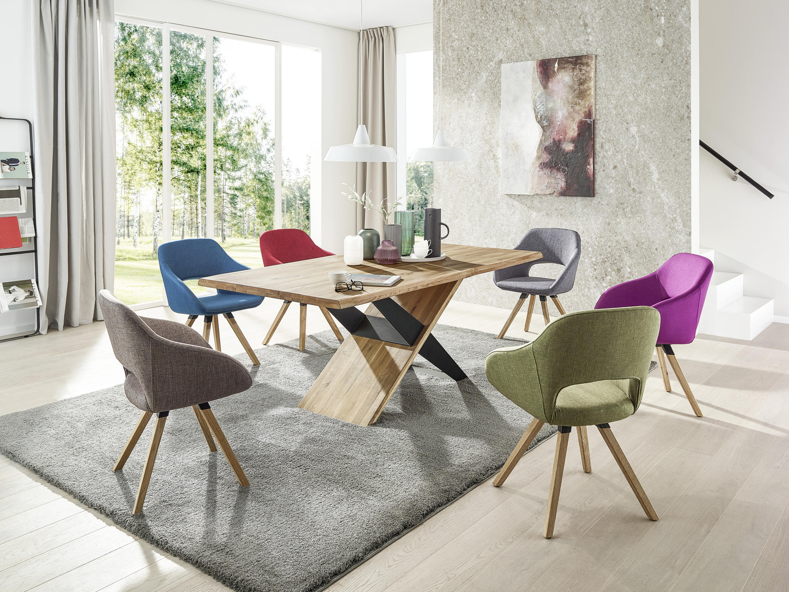 ESSTISCH in Holz, Metall 200/100/77 cm  - Eichefarben/Schwarz, Design, Holz/Metall (200/100/77cm) - Valnatura