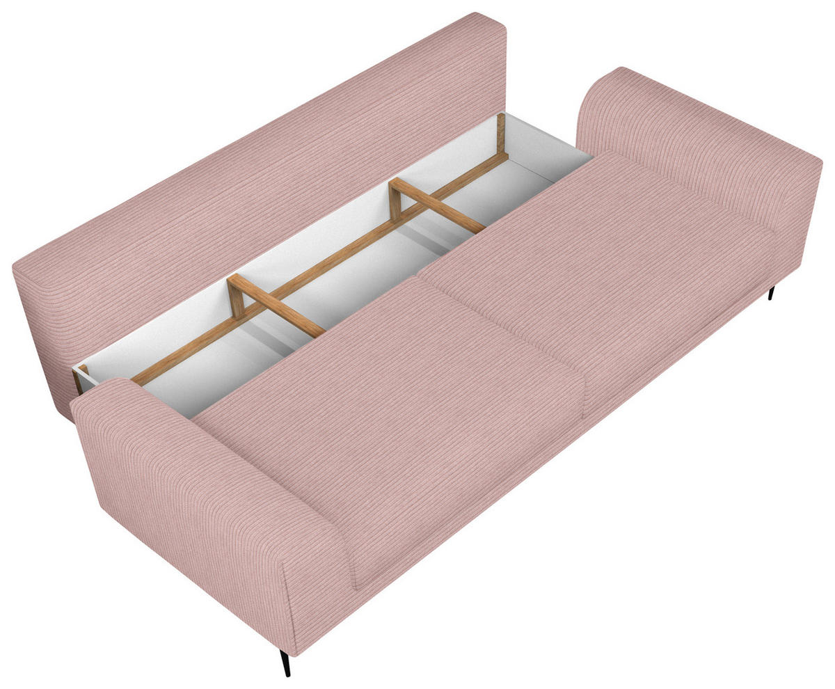 SCHLAFSOFA in Cord Mauve  - Mauve/Schwarz, Design, Textil/Metall (250/89/105cm) - Welnova