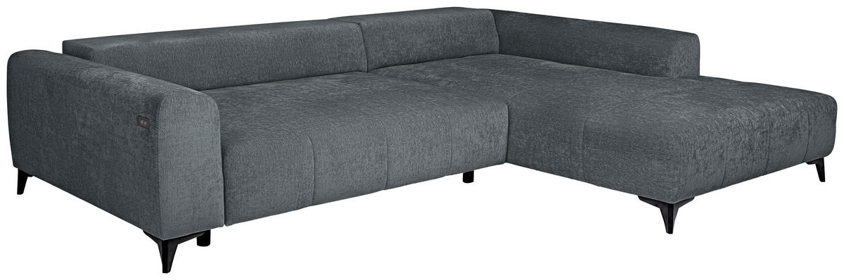 ECKSOFA  in Chenille Grau  279/222 cm  - Schwarz/Grau, KONVENTIONELL, Kunststoff/Textil (279/222cm) - Hom`in