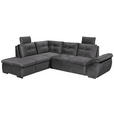 ECKSOFA in Mikrovelours Grau  - Schwarz/Grau, KONVENTIONELL, Kunststoff/Textil (217/265cm) - Carryhome