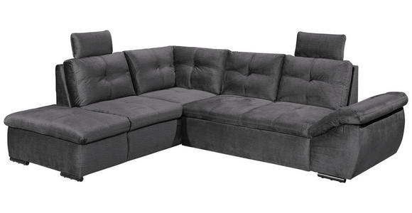 ECKSOFA in Mikrovelours Grau  - Schwarz/Grau, KONVENTIONELL, Kunststoff/Textil (217/265cm) - Carryhome