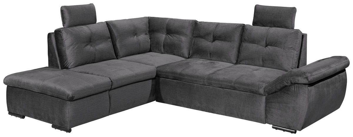 ECKSOFA in Mikrovelours Grau  - Schwarz/Grau, Konventionell, Kunststoff/Textil (217/265cm) - Carryhome