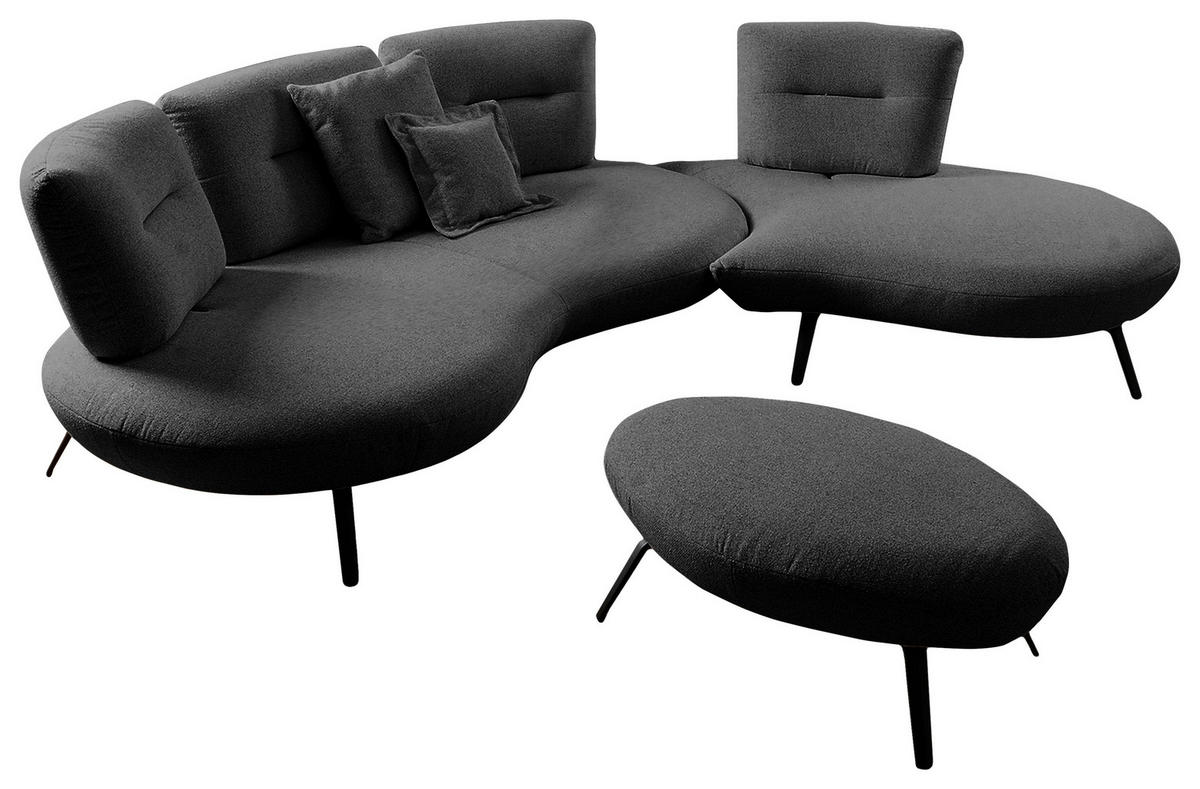 HOCKER Flachgewebe Anthrazit  - Anthrazit/Schwarz, Design, Textil/Metall (117/43/78cm) - Moderano