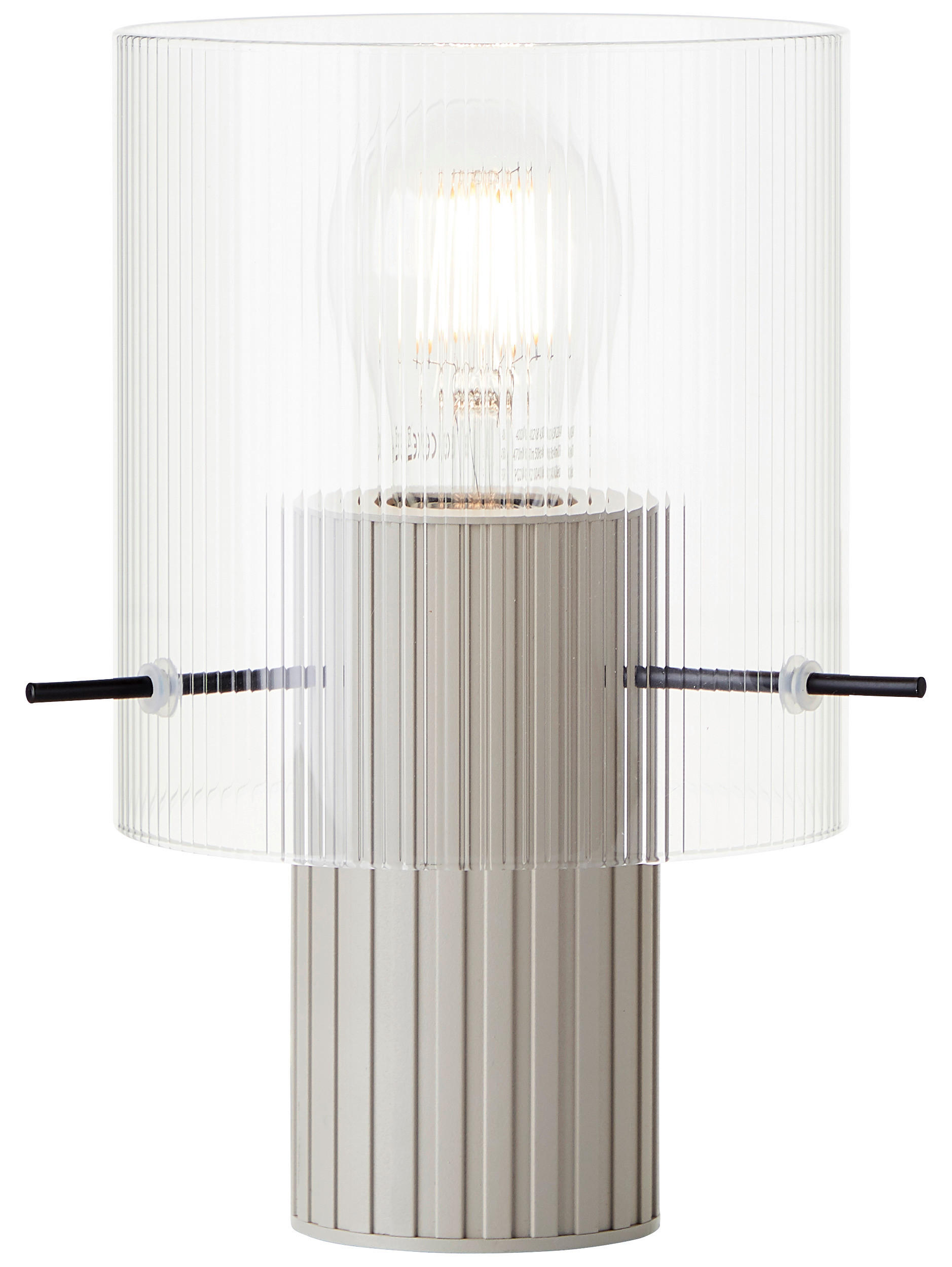TISCHLEUCHTE - Transparent/Beige, Konventionell, Glas/Metall (14/22cm) - Dieter Knoll