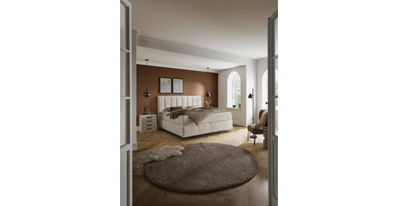 BOXSPRINGBETT 180/200 cm,  in Creme, H2 + H3 = mittel + fest  - Creme, KONVENTIONELL, Kunststoff/Textil (180/200cm) - Voleo
