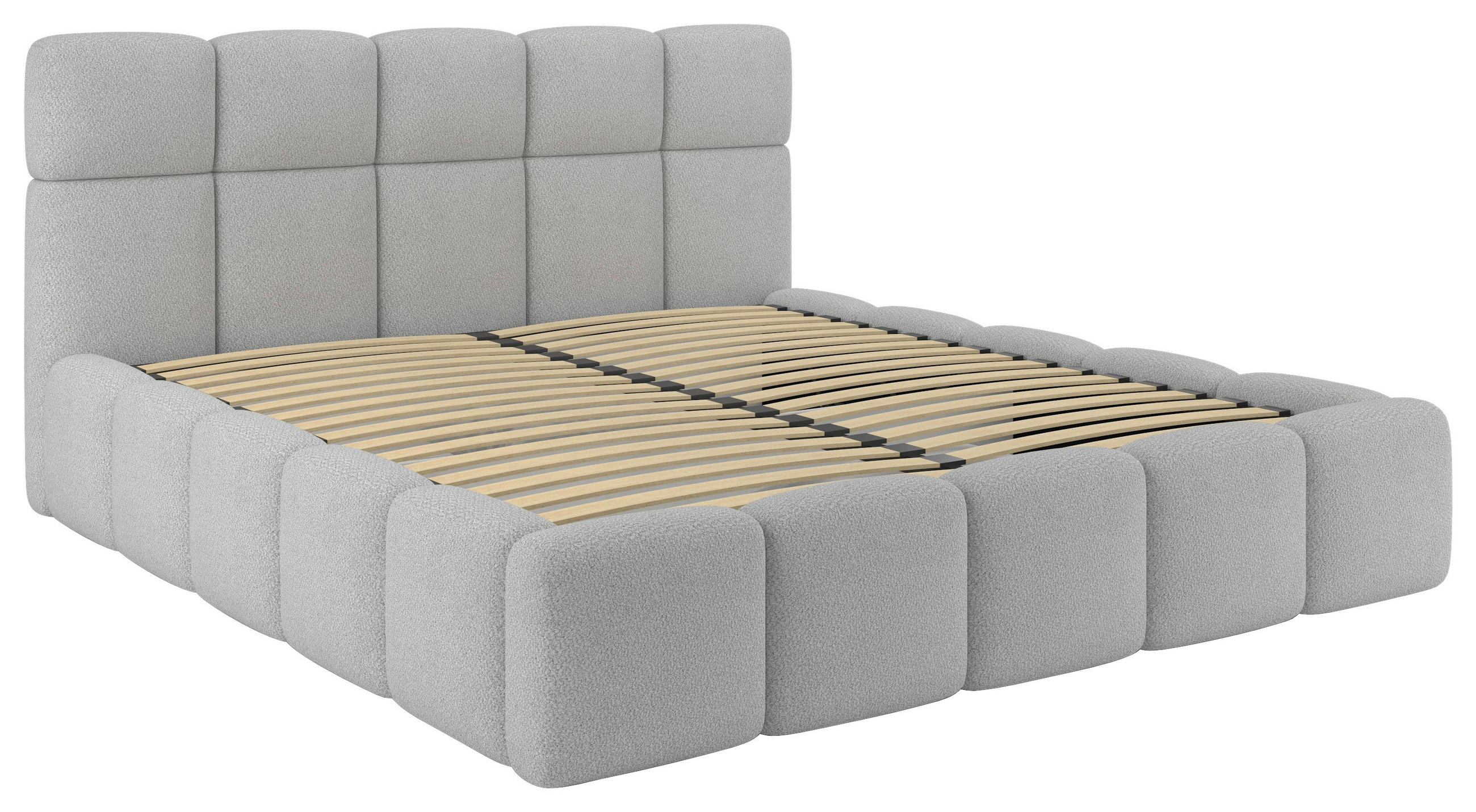 Polsterbett Mit Bettkasten 180x200 Cloudy Silberfarben