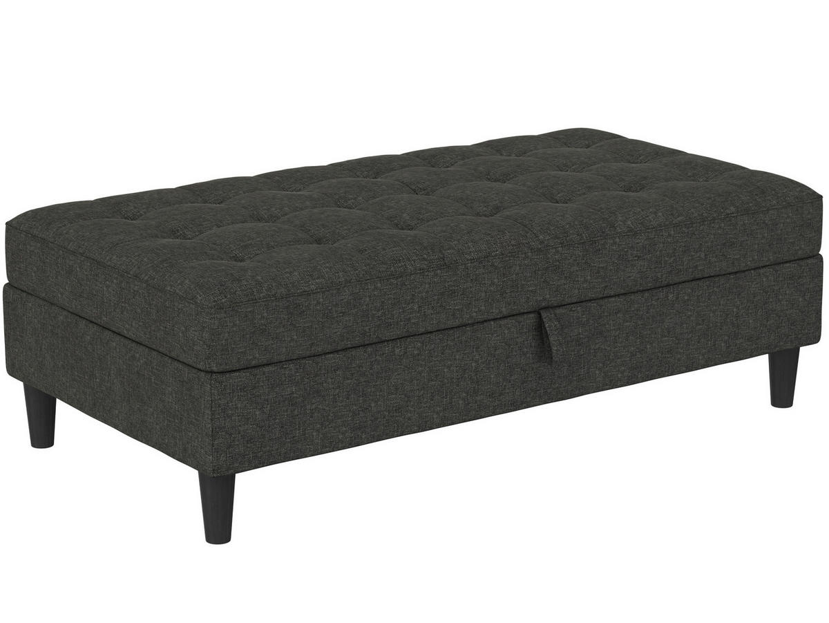 HOCKER PALERMO Webstoff, Leinenoptik Anthrazit  - Anthrazit/Schwarz, Basics, Kunststoff/Textil (130/43/69cm) - Livetastic