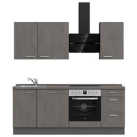 KÜCHENBLOCK 210 cm   in Schieferfarben  - Schieferfarben/Edelstahlfarben, MODERN, Holzwerkstoff/Metall (210cm) - Nobilia