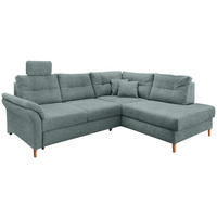 ECKSOFA in Chenille Blau  - Blau/Naturfarben, Modern, Holz/Textil (264/206cm) - Livetastic