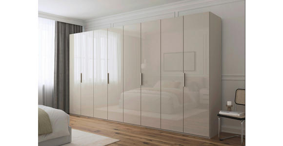 DREHTÜRENSCHRANK 400/235/61 cm,  in Champagner, 8-türig  - Champagner, Basics, Glas/Holzwerkstoff (400/235/61cm) - Novel