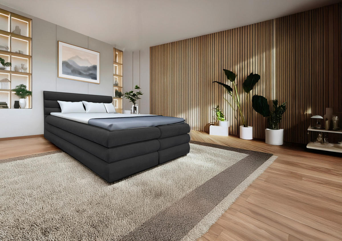 BOXBETT 180/200 cm  in Graphitfarben  - Graphitfarben, MODERN, Textil (180/200cm) - Livetastic