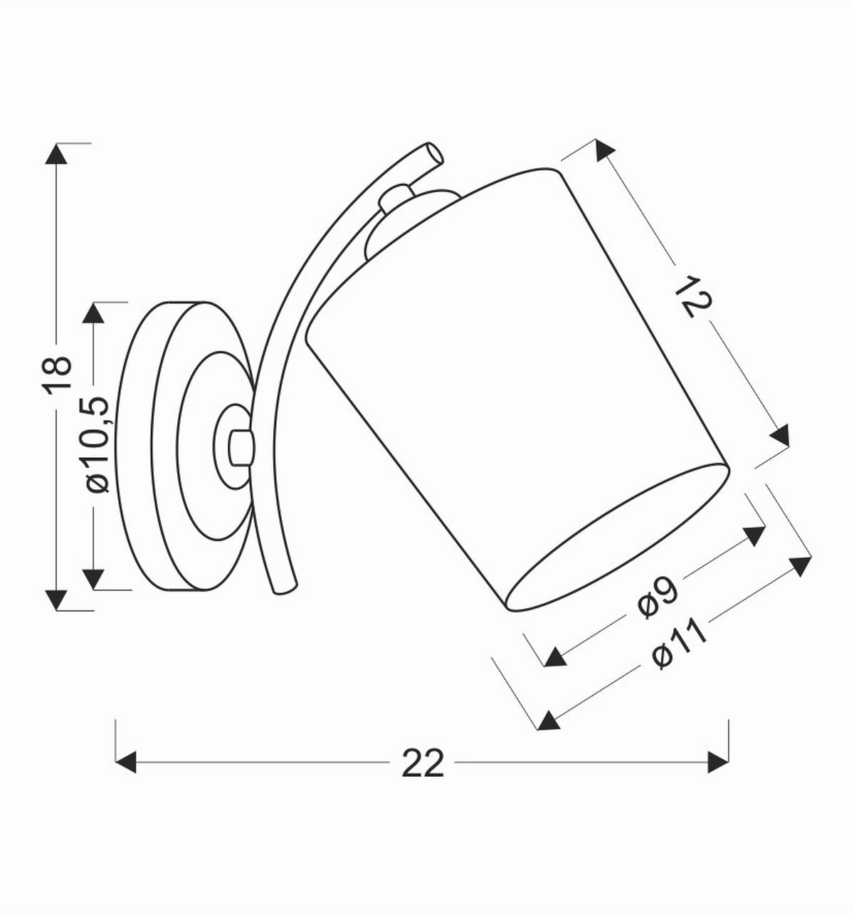 WANDLEUCHTE 22/11/18 cm   - Chromfarben/Schwarz, KONVENTIONELL, Metall (22/11/18cm)