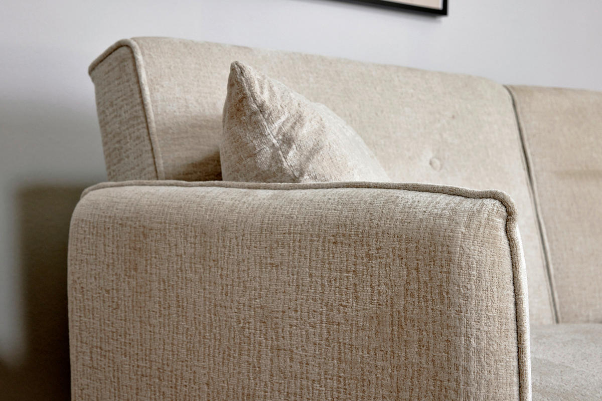 SCHLAFSOFA Bouclé Champagner  - Champagner/Schwarz, MODERN, Holz/Textil (191/83/84cm) - Livetastic