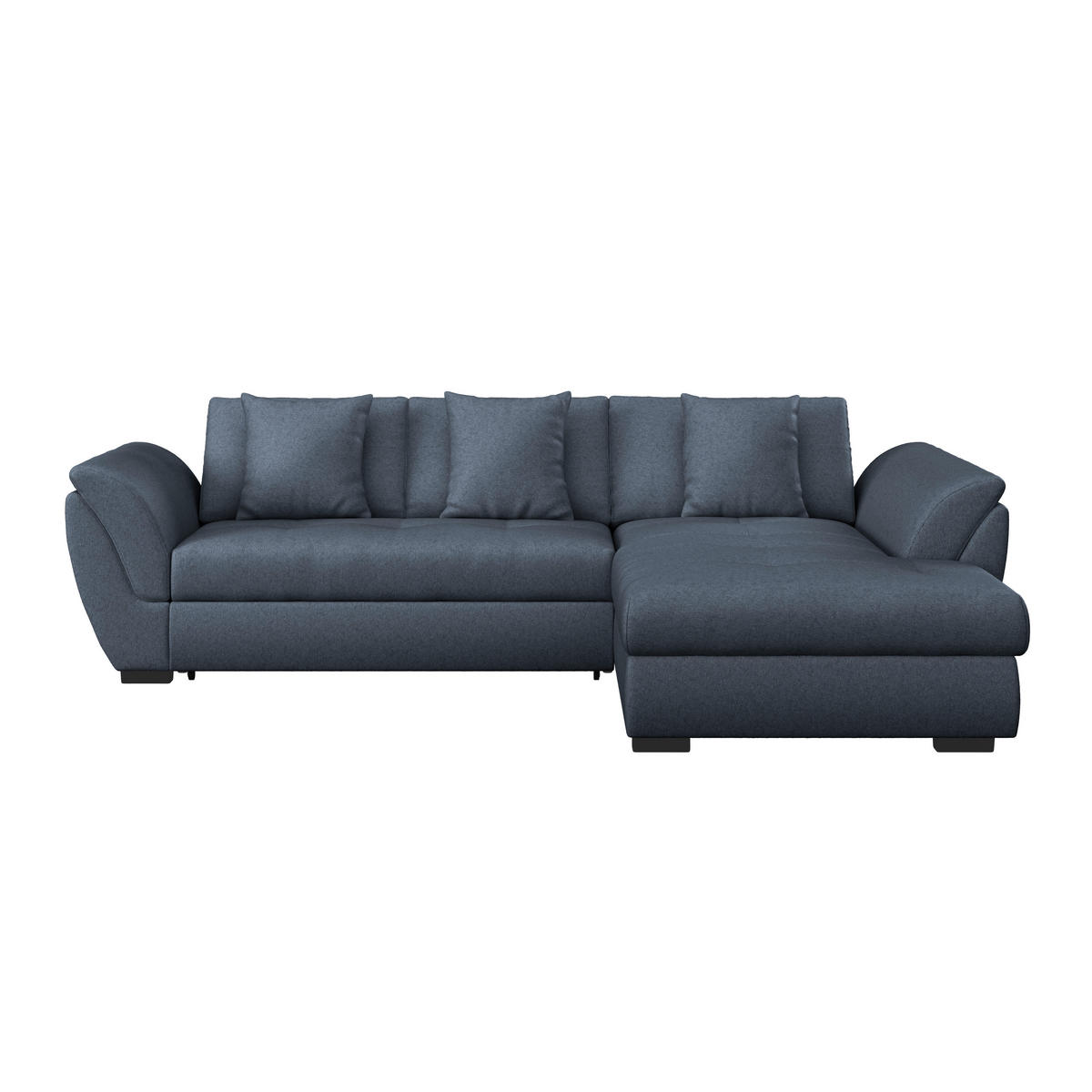 ECKSOFA Dunkelblau Webstoff  - Schwarz/Dunkelblau, Design, Kunststoff/Textil (278/187cm) - Livetastic